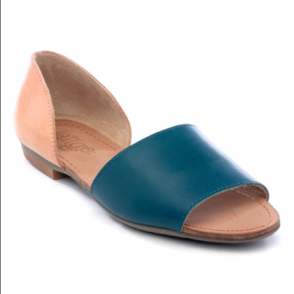 Latigo Milly d’orsay tan and teal open toe size 9 - Anthropologie